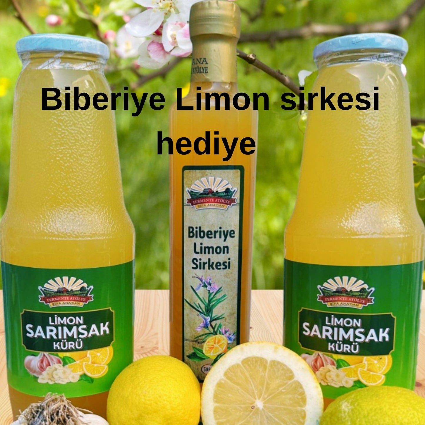 Avantajlı Sarımsak & Limon Kürü Paketi (2 x 1000 ml + Biberiye Limon Sirkesi Hediye)