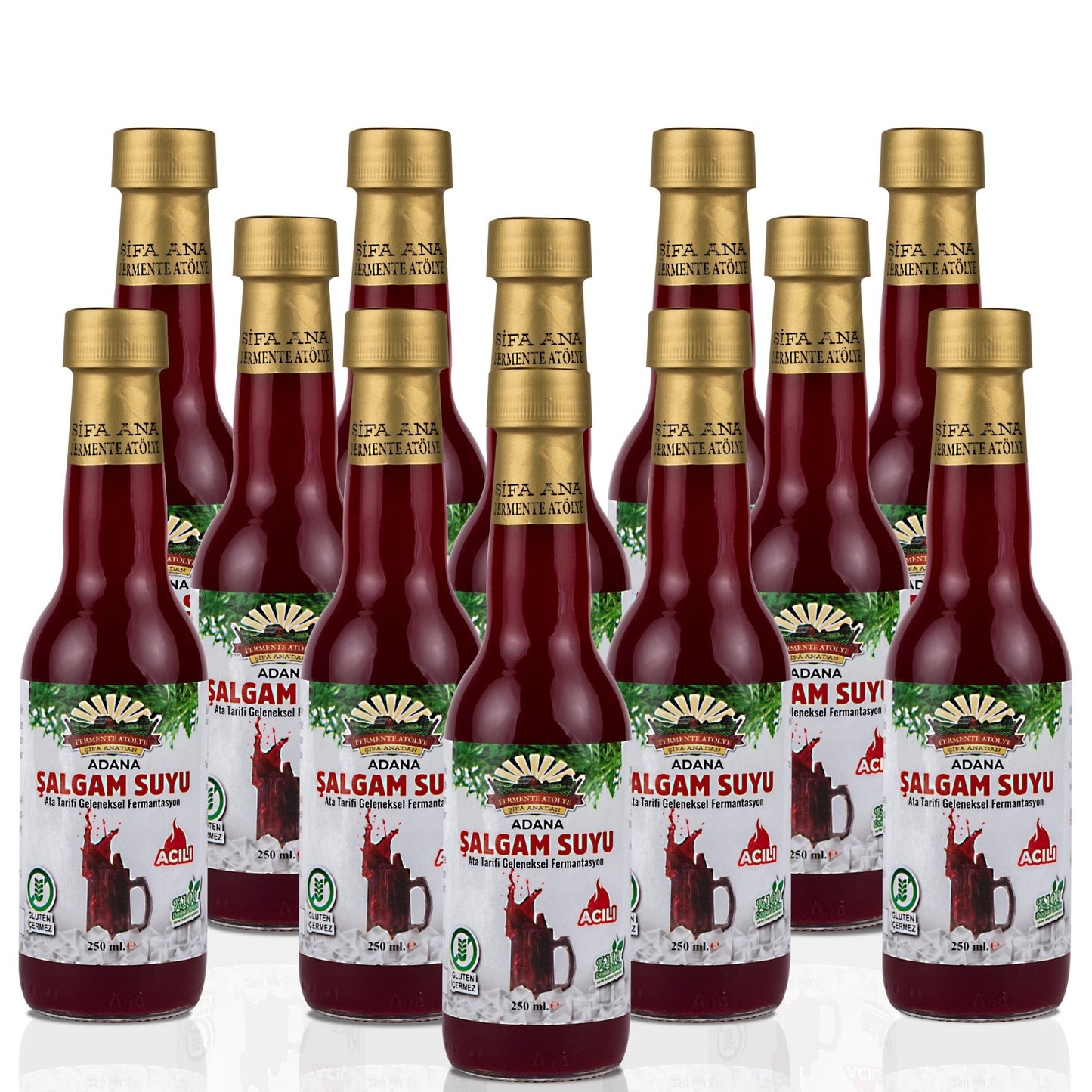 12 Adet Adana Şalgamı (250ml.) Cam Şişede (acılı)