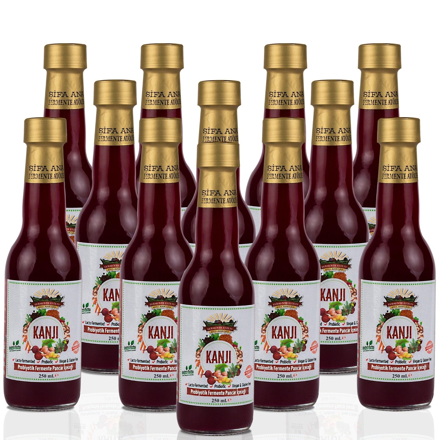 12 Adet Pancar Kanji (250ml.) Cam Şişede