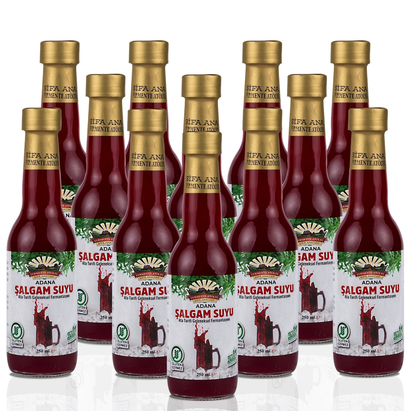 12 Adet Adana Şalgamı (250ml.) Cam Şişede (acısız)