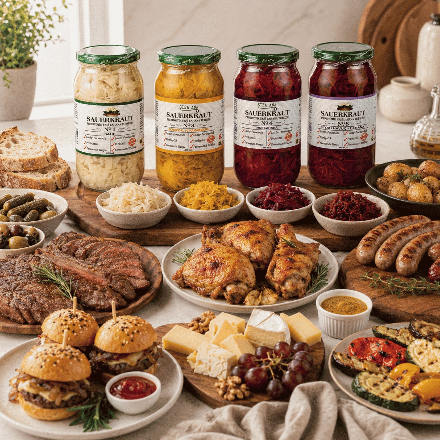 4 Adet Probiyotik Sauerkraut Turşu Çeşitleri (1000CC) No.3