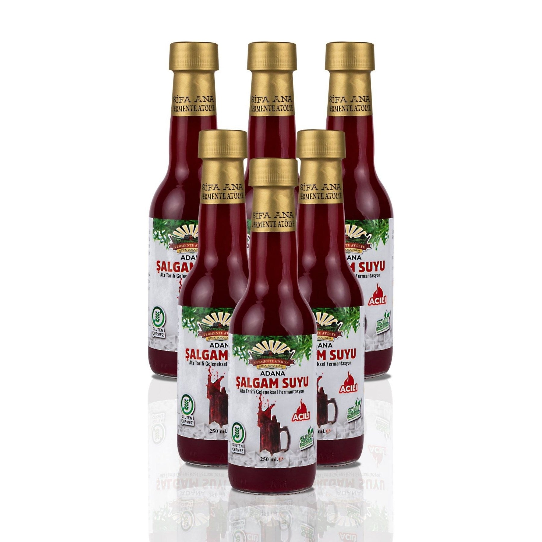 6 Adet Adana Şalgamı (250ml.) Cam Şişede (acılı)