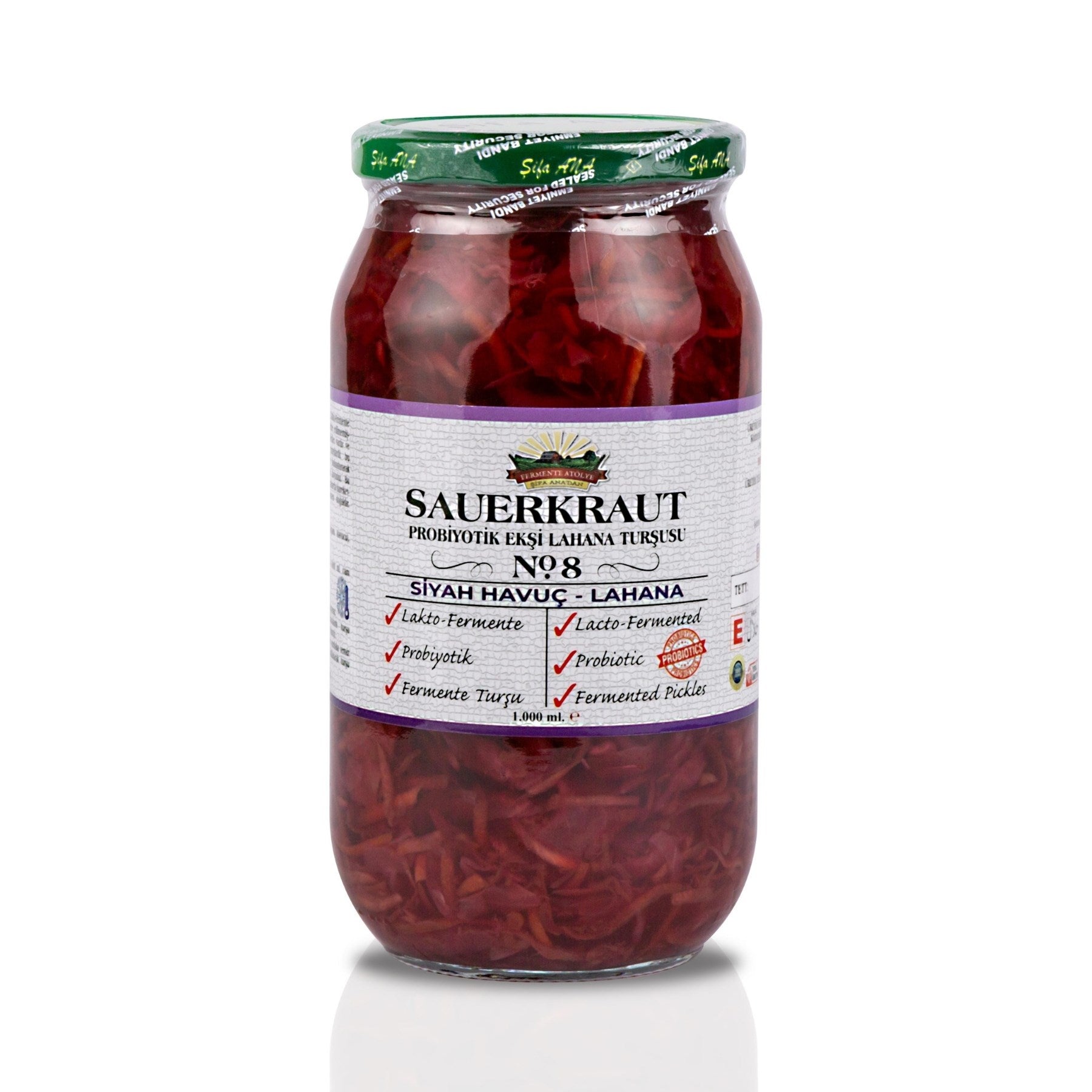 Sauerkraut (Ekşi Lahana Turşusu) No8 Siyah Havuçlu (1000cc.)