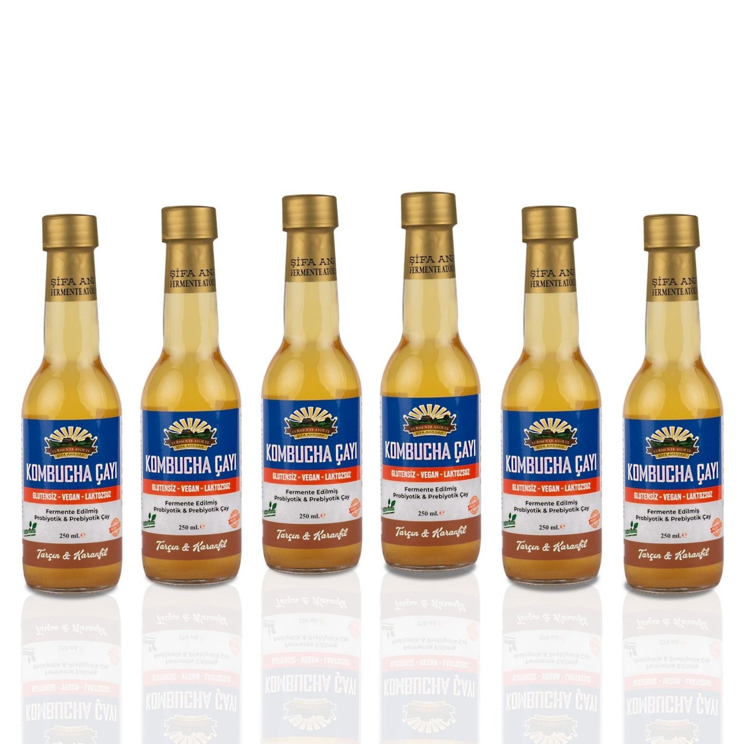 6 Adet Tarçın & Karanfil Kombucha (250ml.) Cam Şişede
