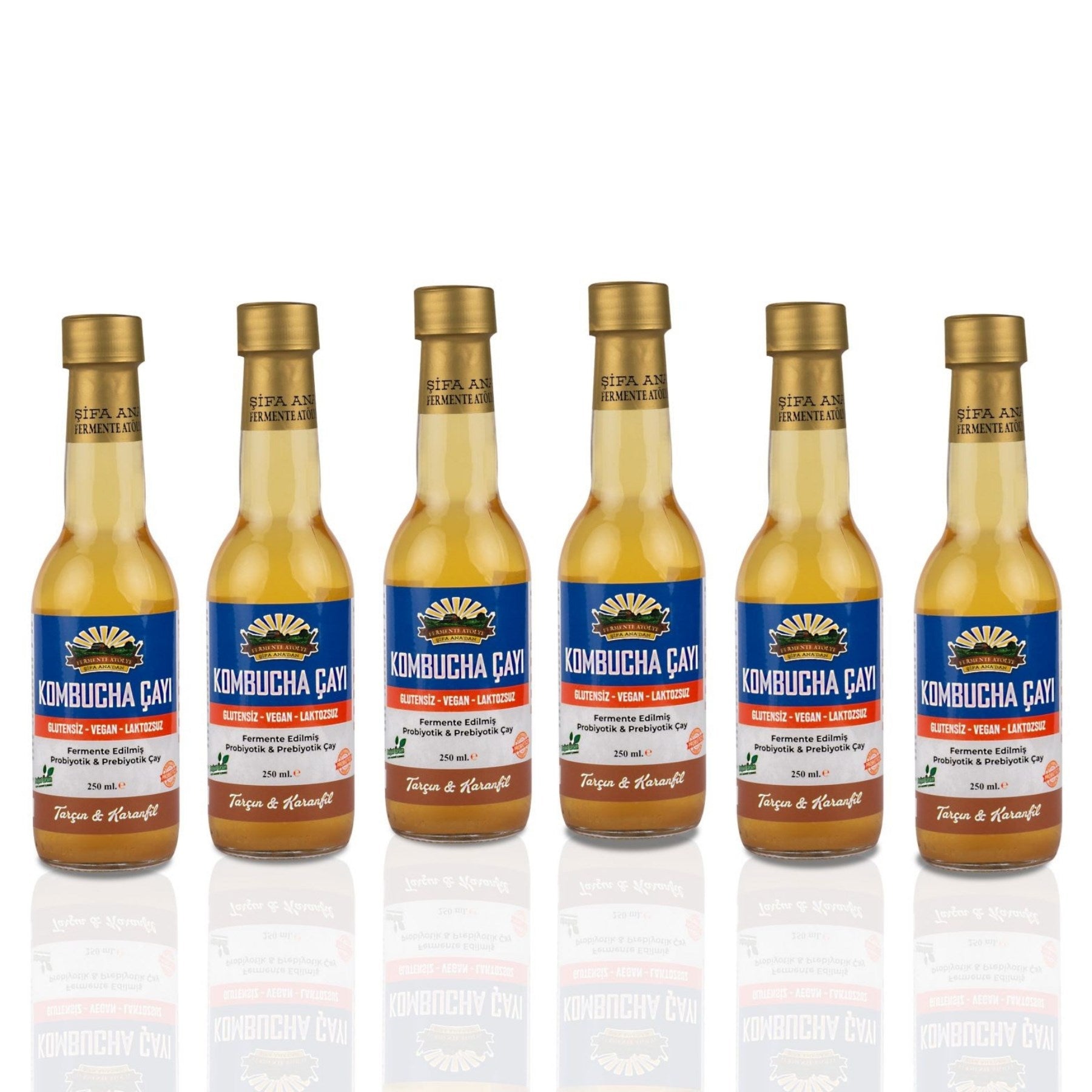 6 Adet Tarçın & Karanfil Kombucha (250ml.) Cam Şişede