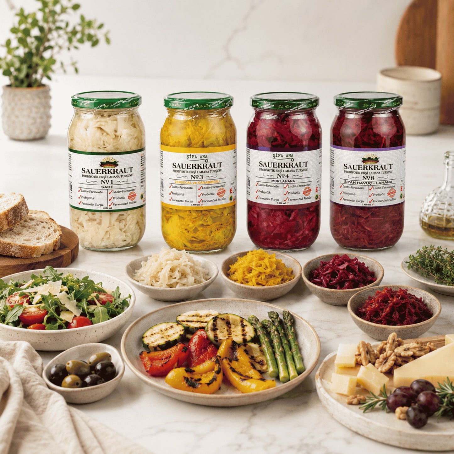 4 Adet Probiyotik Sauerkraut Turşu Çeşitleri (1000CC) No.3