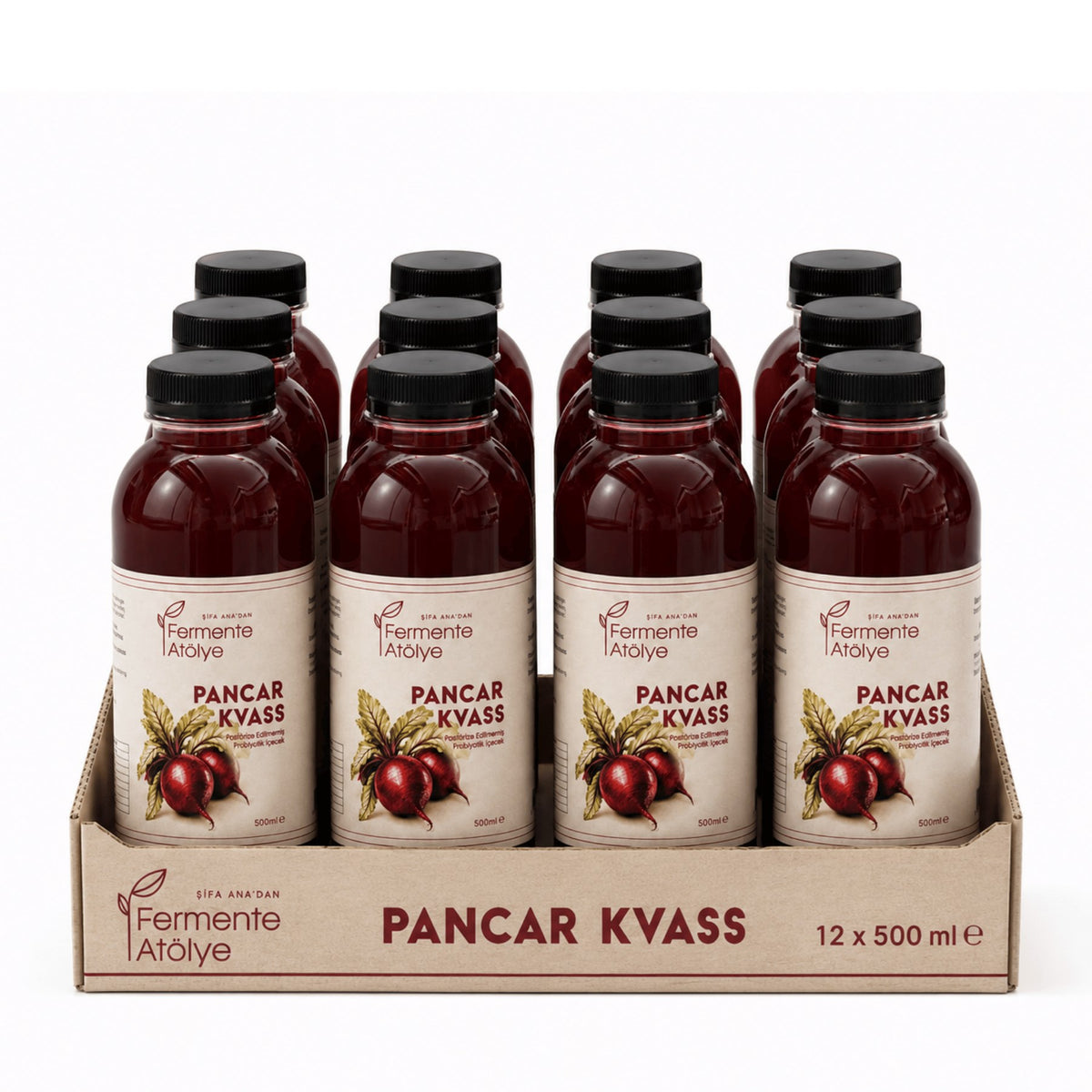 12 Adet Pancar Kvass (500 ml.) (Pet Şişede)