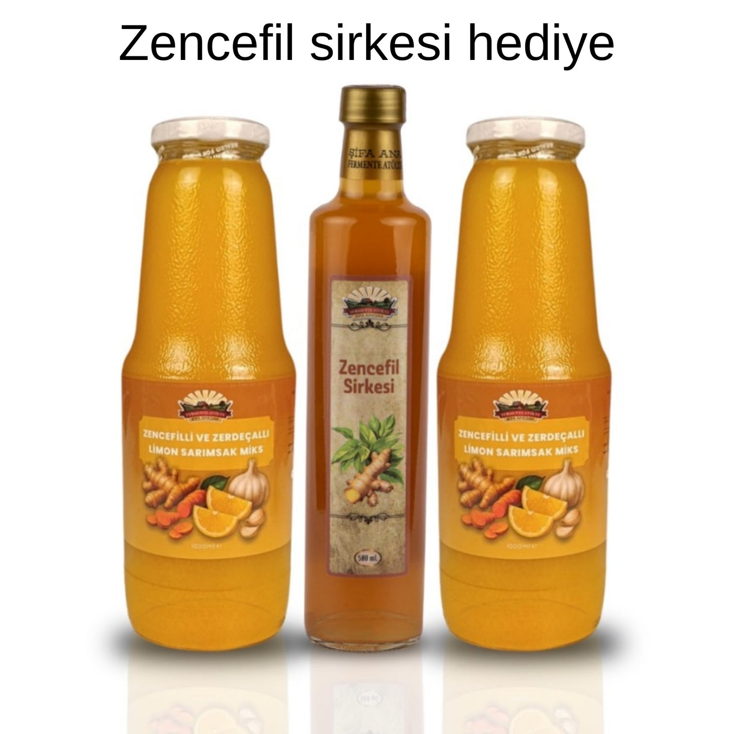 2 Adet Zencefilli ve Zerdeçallı Limon Sarımsak Kürü 1000 ml