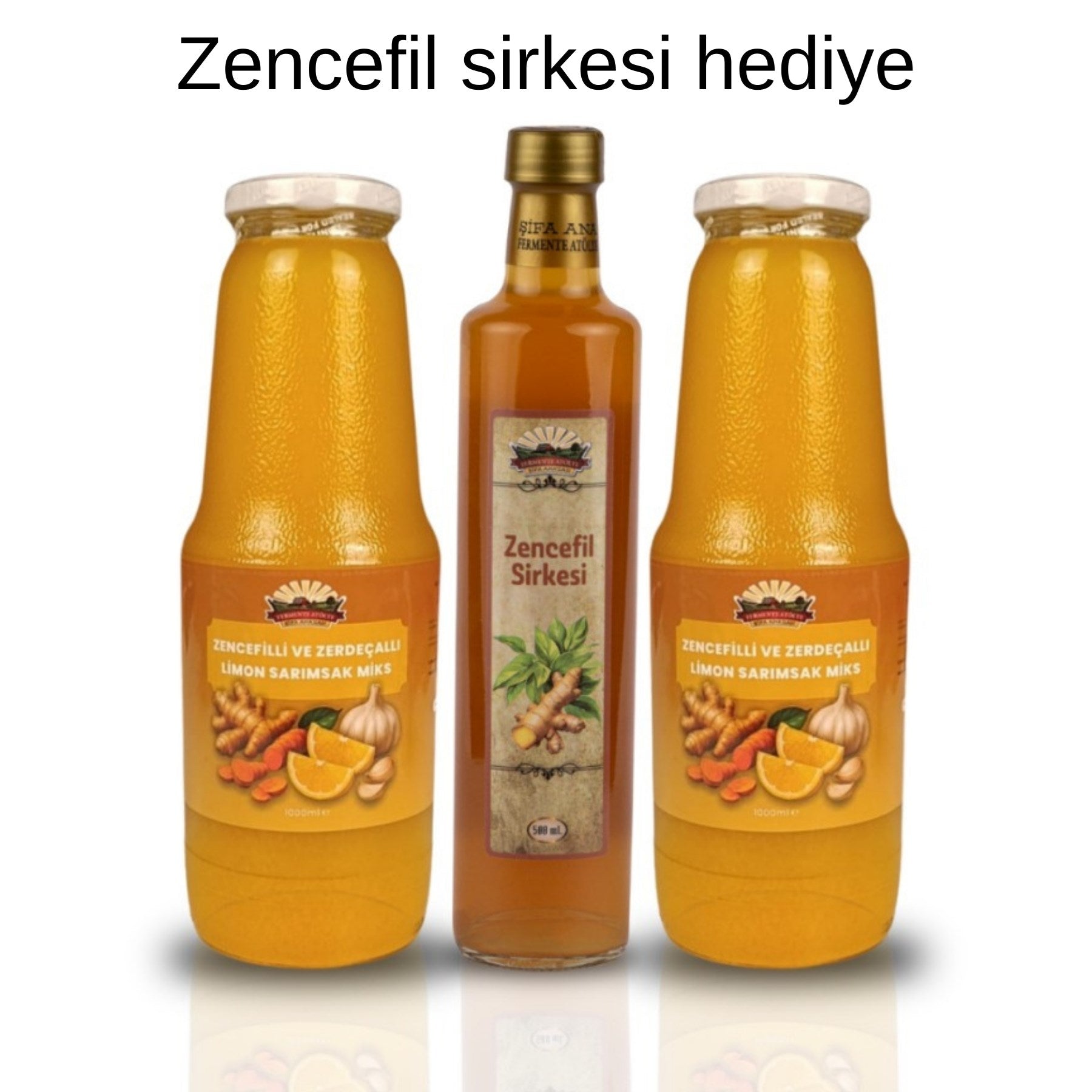 2 Adet Zencefilli ve Zerdeçallı Limon Sarımsak Kürü 1000 ml