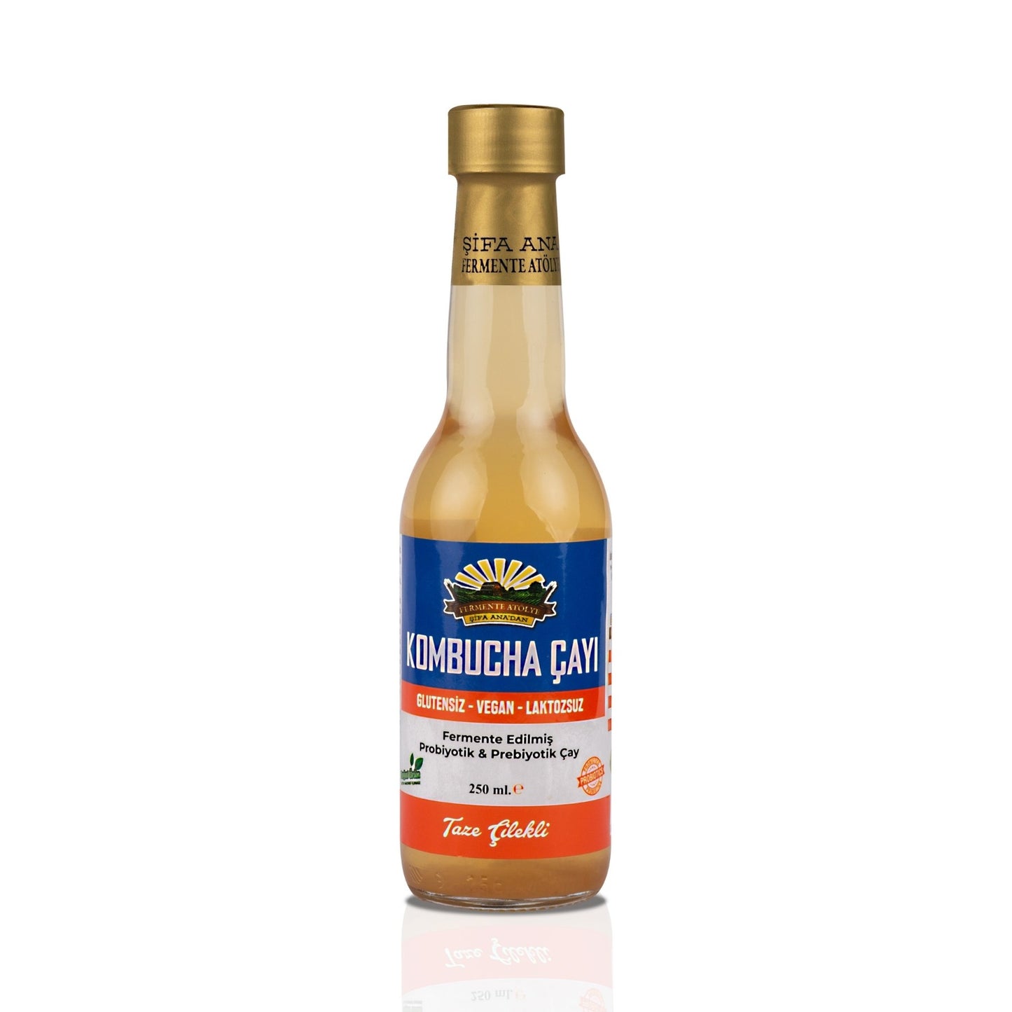 Taze Çilekli Kombucha (250ml.) Cam Şişede