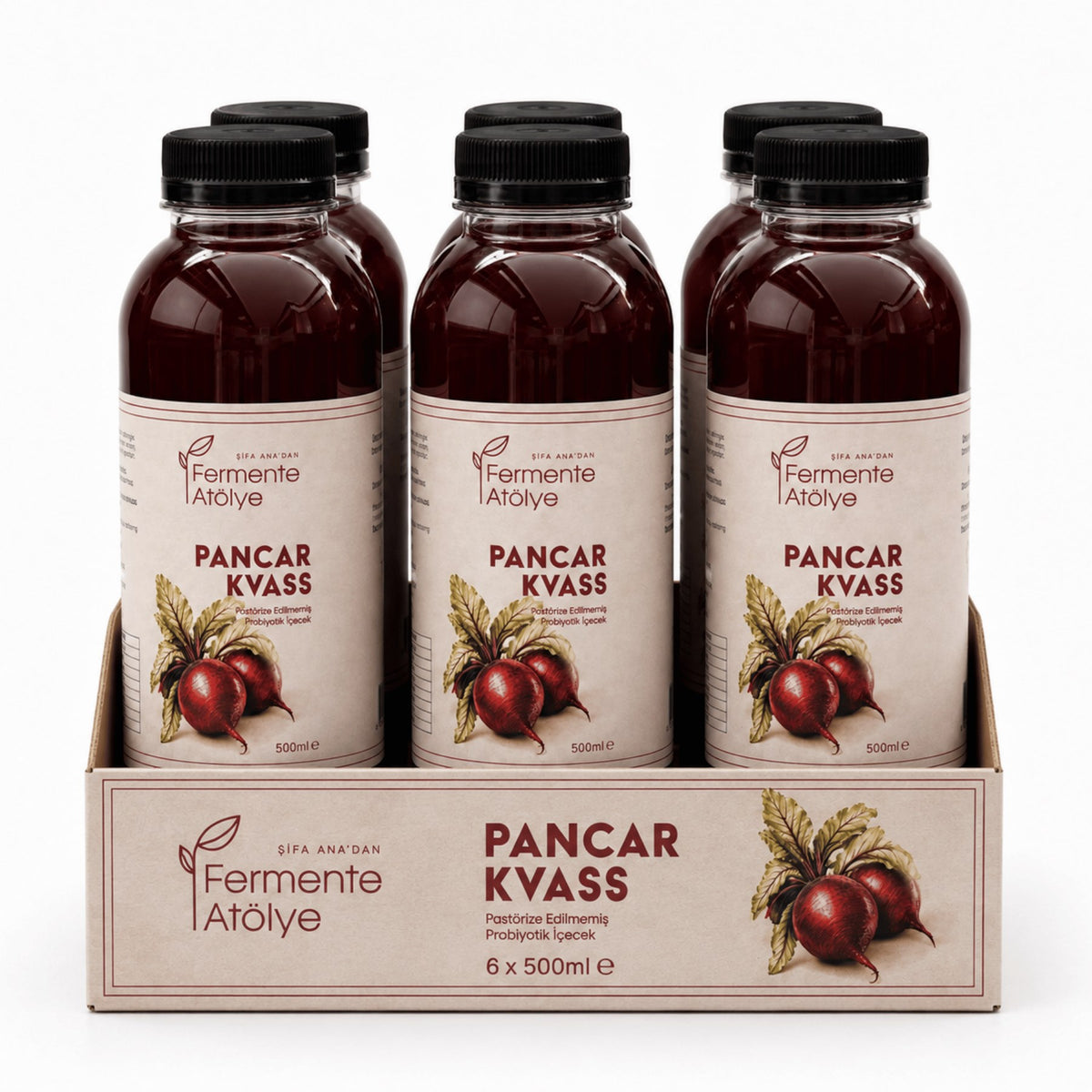 6 Adet Pancar Kvass (500 ml.) (Pet Şişede)