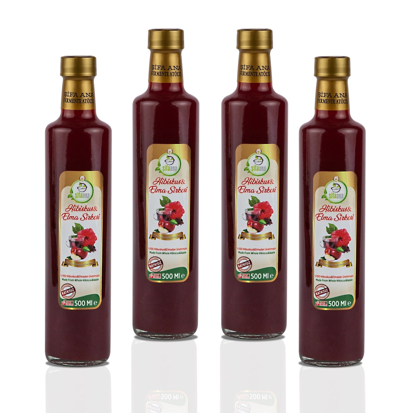 Hibiskuslu Elma Sirkesi (4x500 ml)