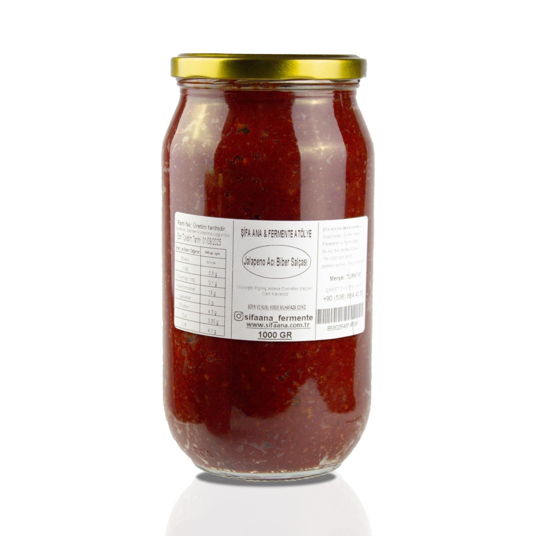 Jalapeno  Acı Biber Salçası (1000 gr.) Güneşte Pişmiş