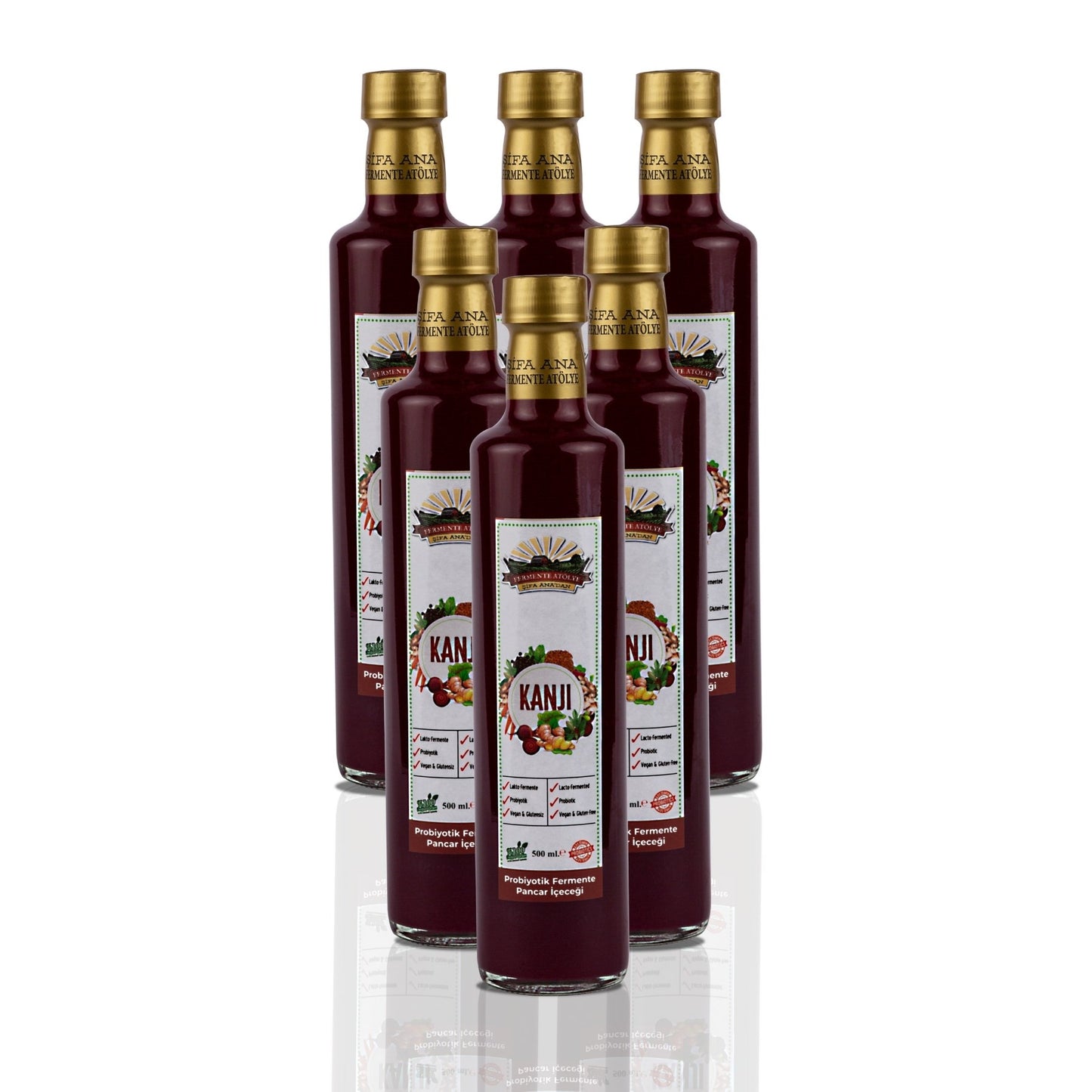6 Adet Pancar Kanji (500ml.) Cam Şişede