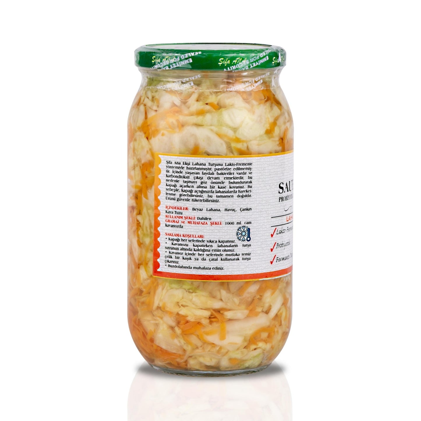 Sauerkraut (Ekşi Lahana Turşusu) No7 Havuçlu (1000cc.)