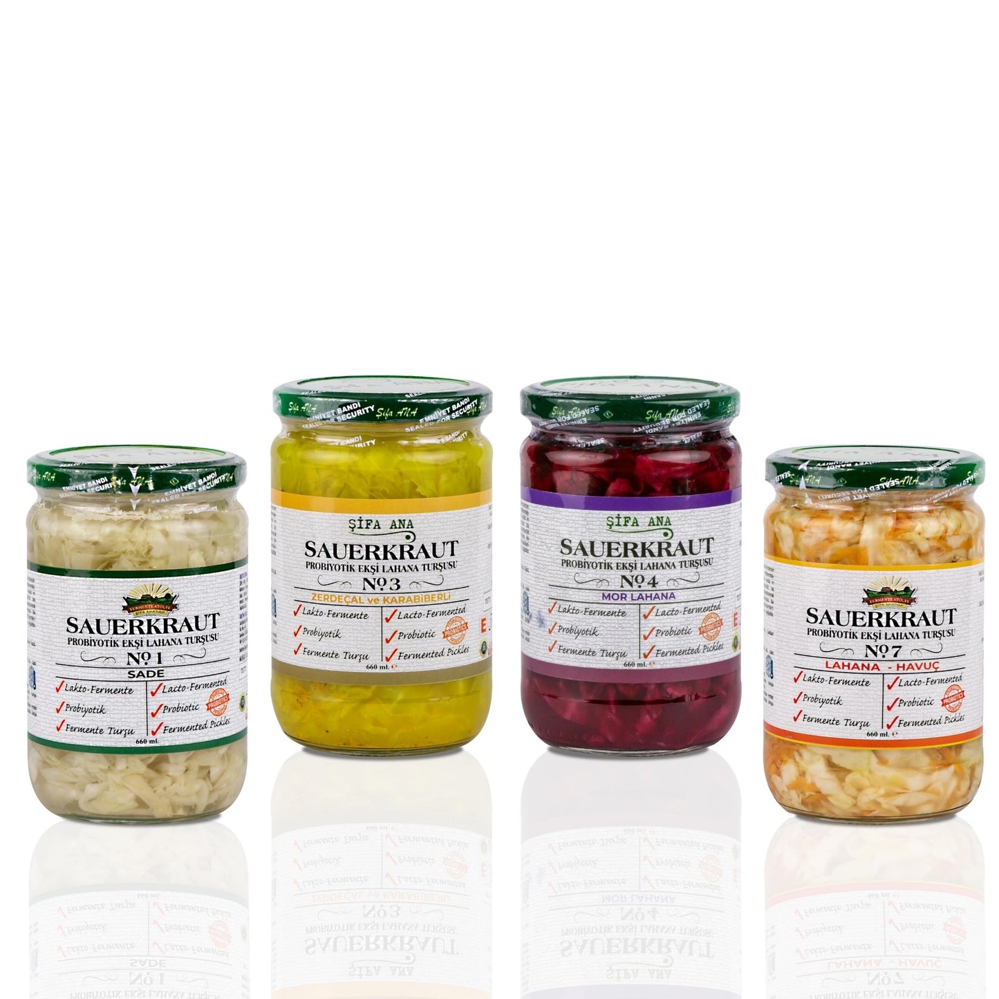 4 Adet Probiyotik Sauerkraut Turşu Çeşitleri (4x660CC)
