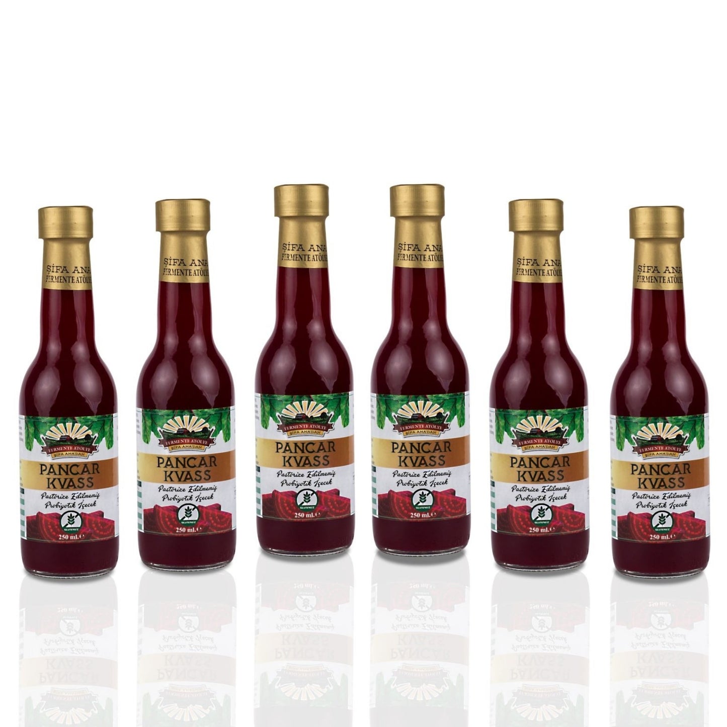 6 Adet Pancar Kvass (250ml.) Cam Şişede