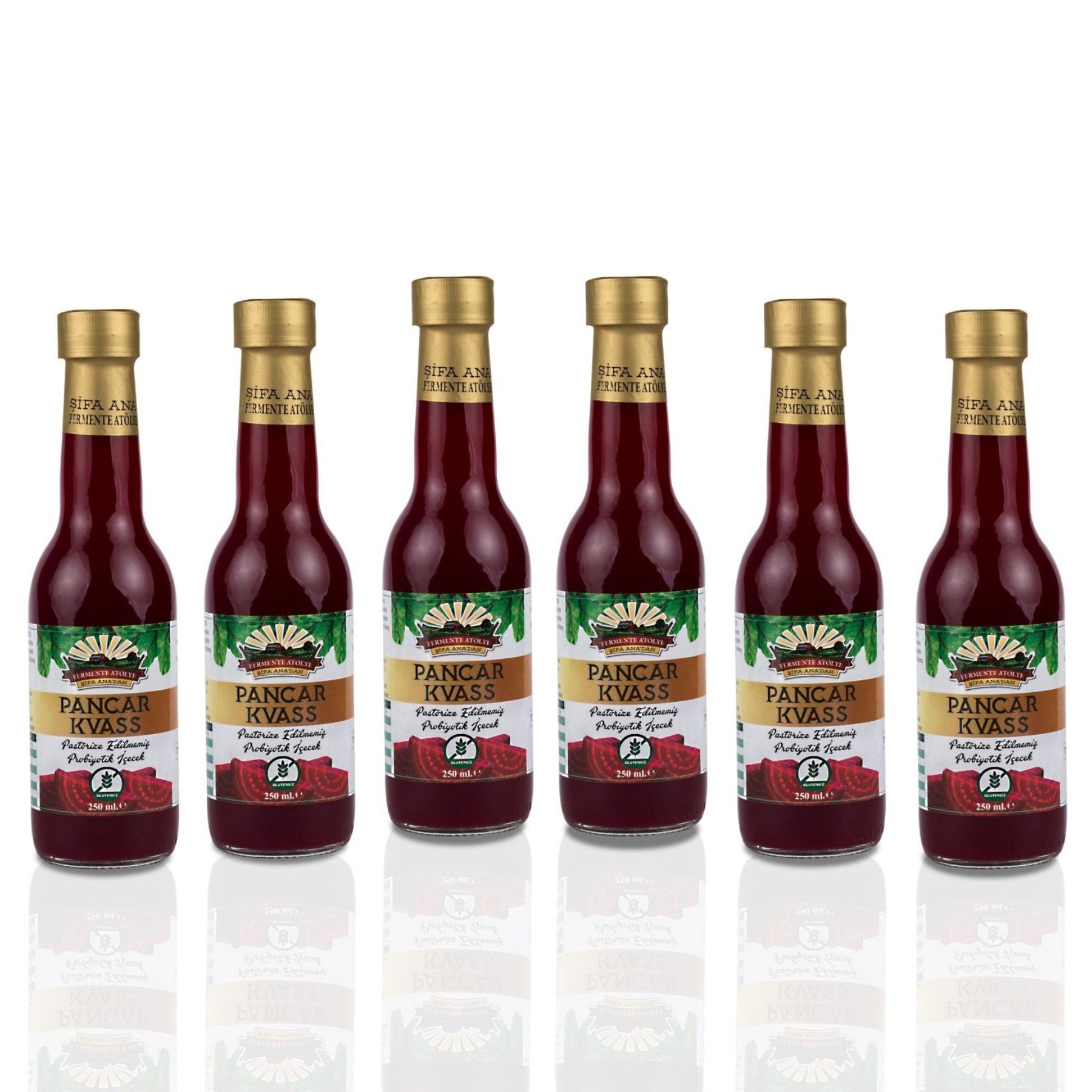6 Adet Pancar Kvass (250ml.) Cam Şişede