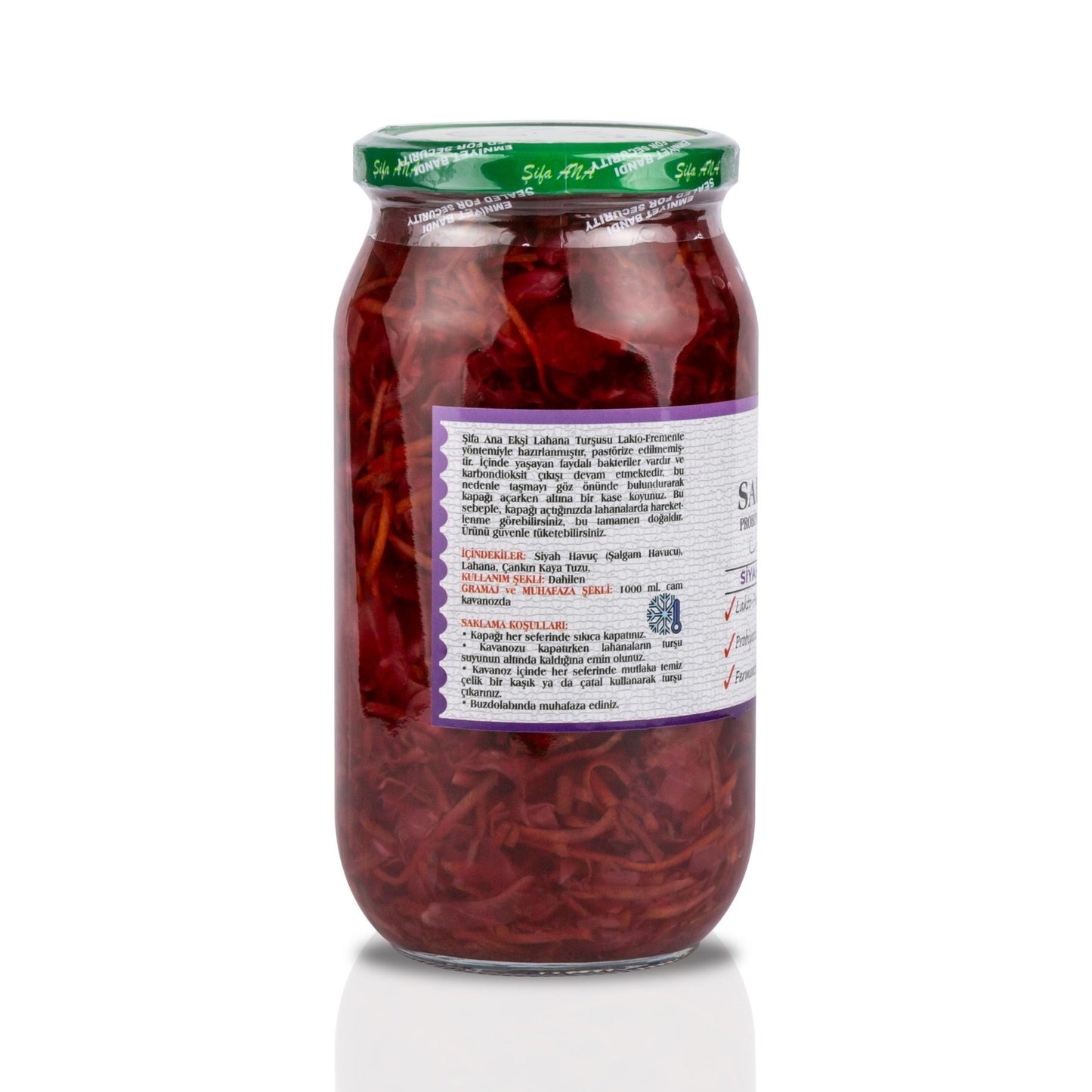 Sauerkraut (Ekşi Lahana Turşusu) No8 Siyah Havuçlu (1000cc.)