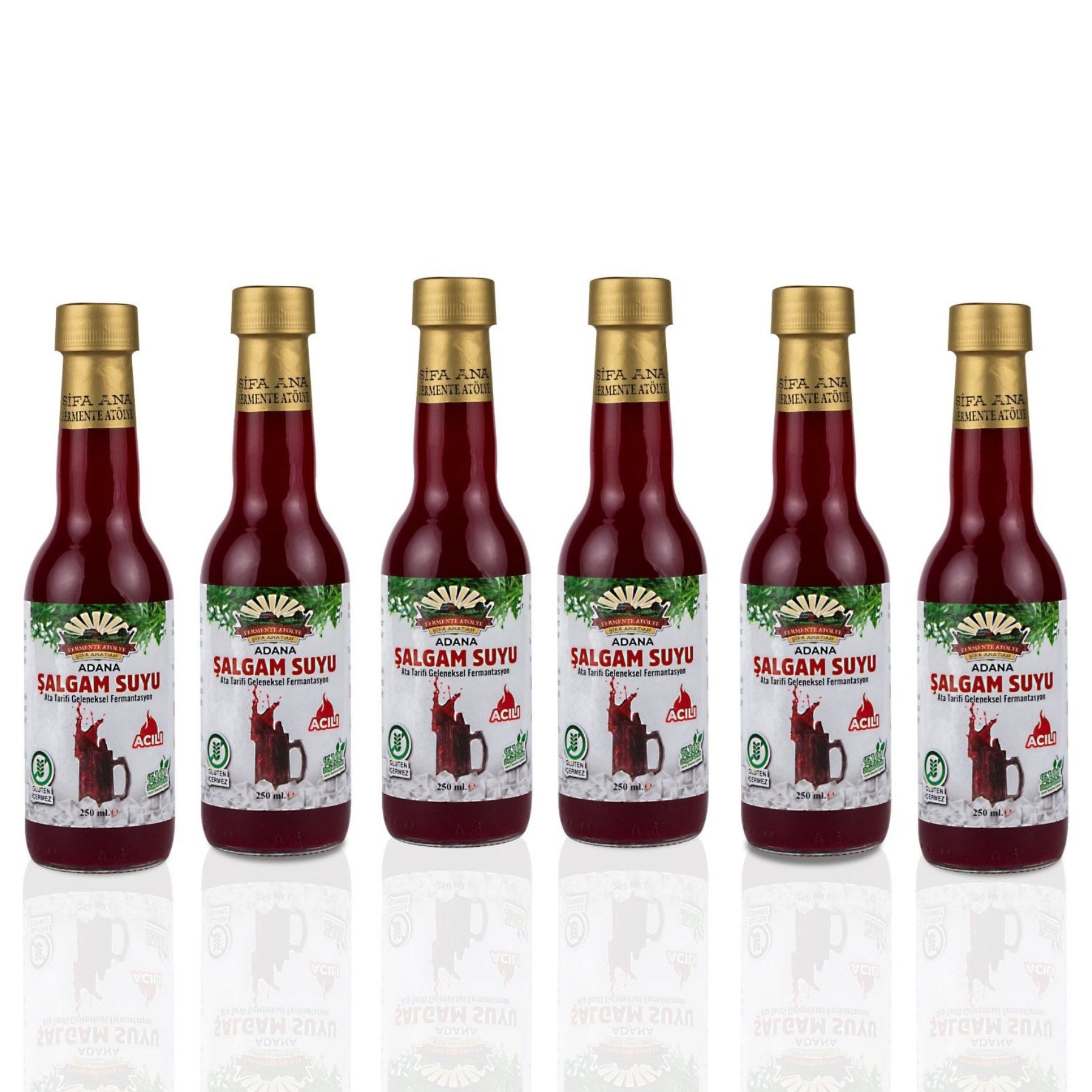 6 Adet Adana Şalgamı (250ml.) Cam Şişede (acılı)