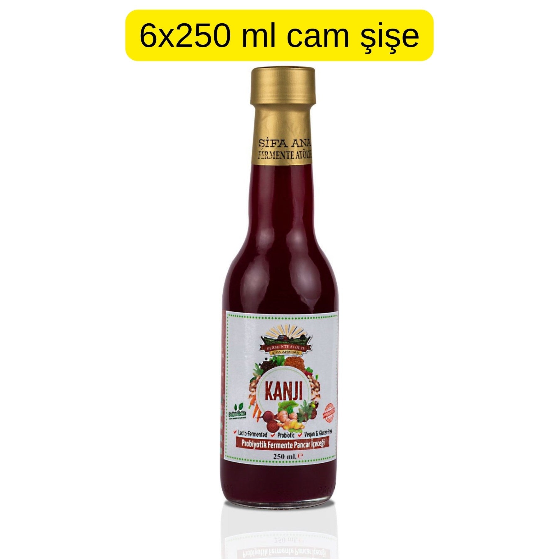 6 Adet Pancar Kanji (250ml.) Cam Şişede