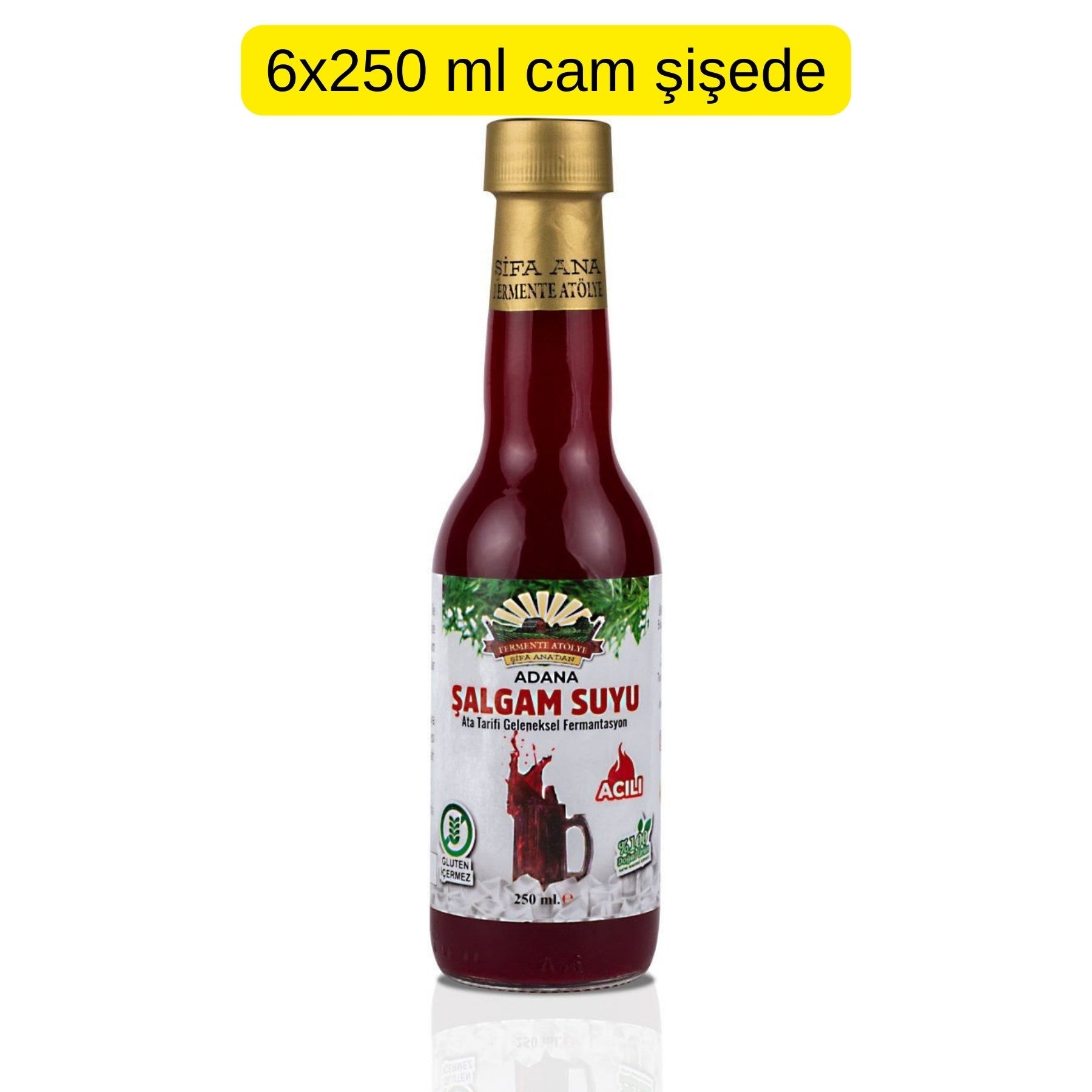 6 Adet Adana Şalgamı (250ml.) Cam Şişede (acılı)