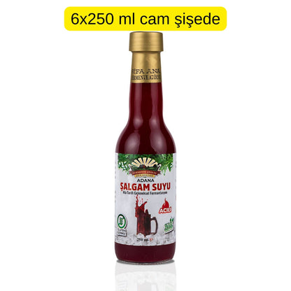 6 Adet Adana Şalgamı (250ml.) Cam Şişede (acılı)