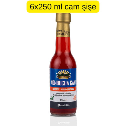 6 Adet Karadutlu Kombucha (250ml.) Cam Şişede