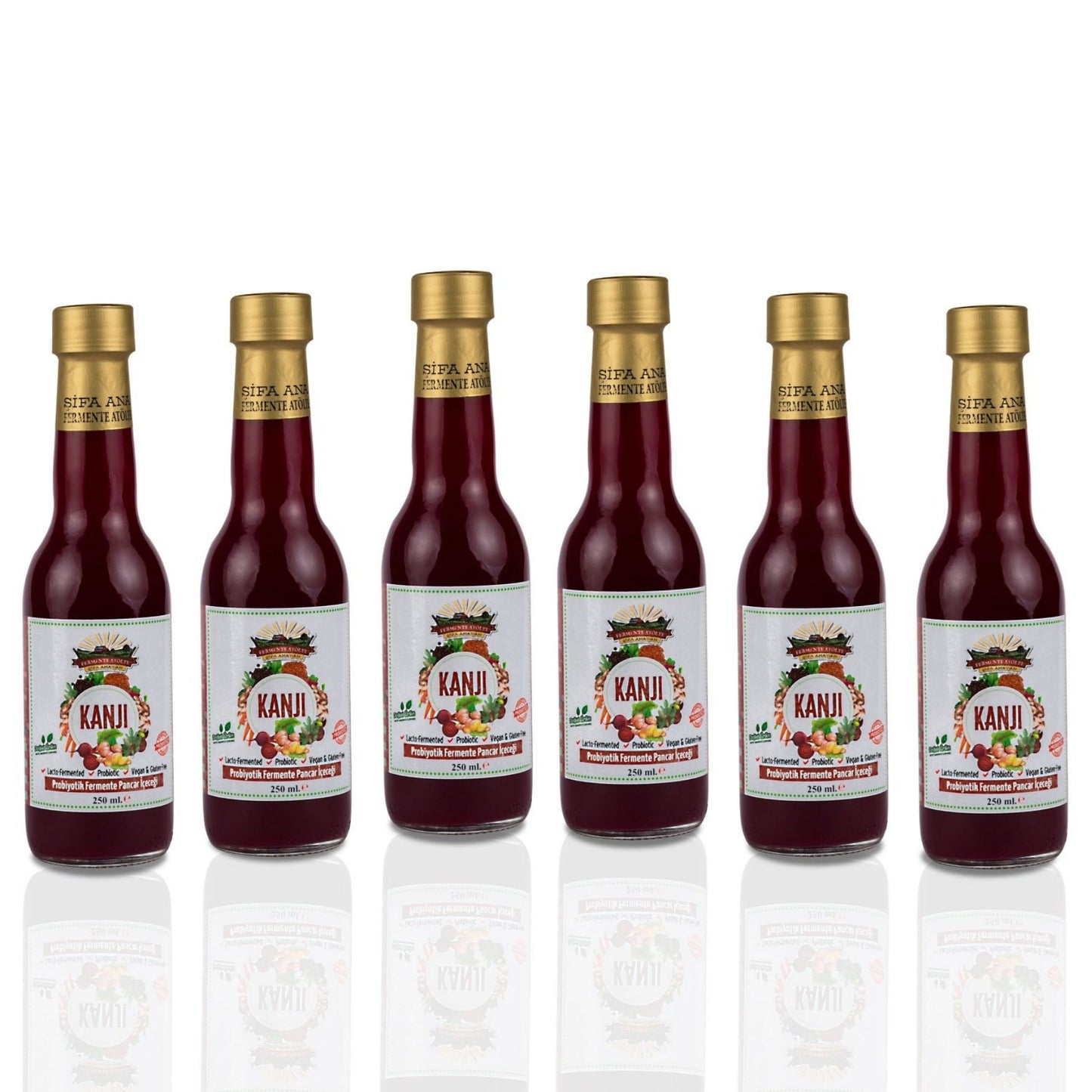 6 Adet Pancar Kanji (250ml.) Cam Şişede