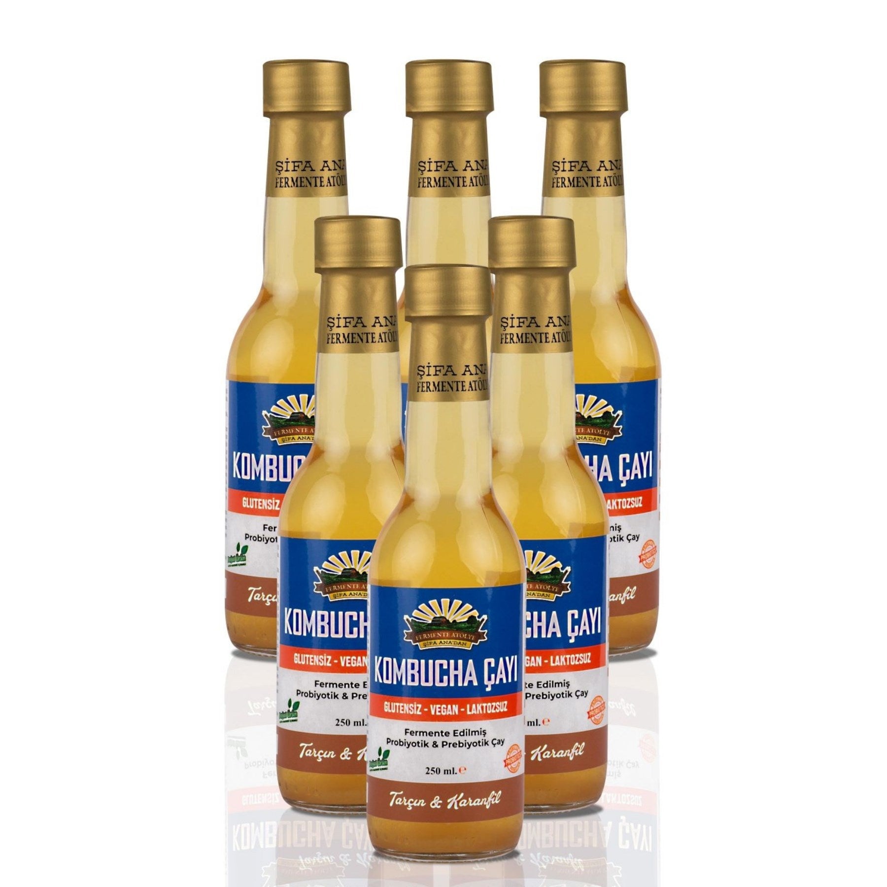 6 Adet Tarçın & Karanfil Kombucha (250ml.) Cam Şişede
