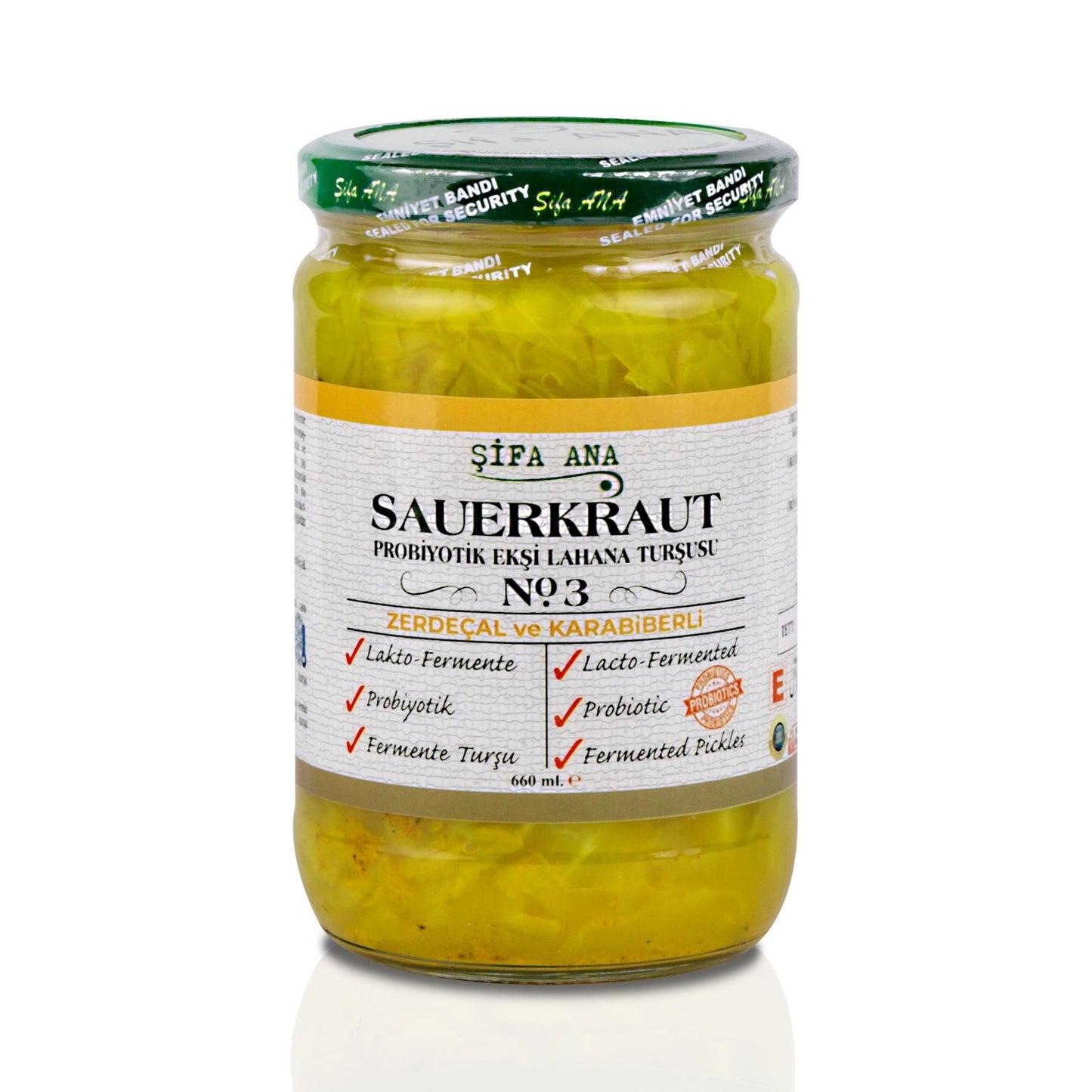 Sauerkraut (Ekşi Lahana Turşusu) No3 Zerdeçallı (660cc.)
