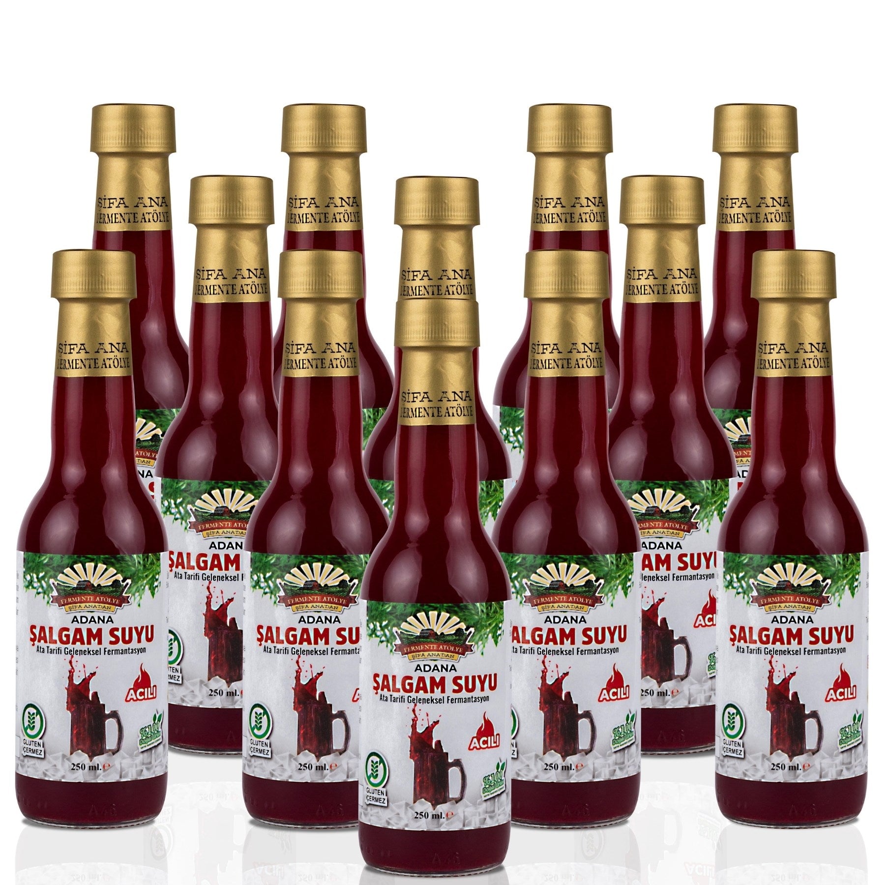 12 Adet Adana Şalgamı (250ml.) Cam Şişede (acılı)