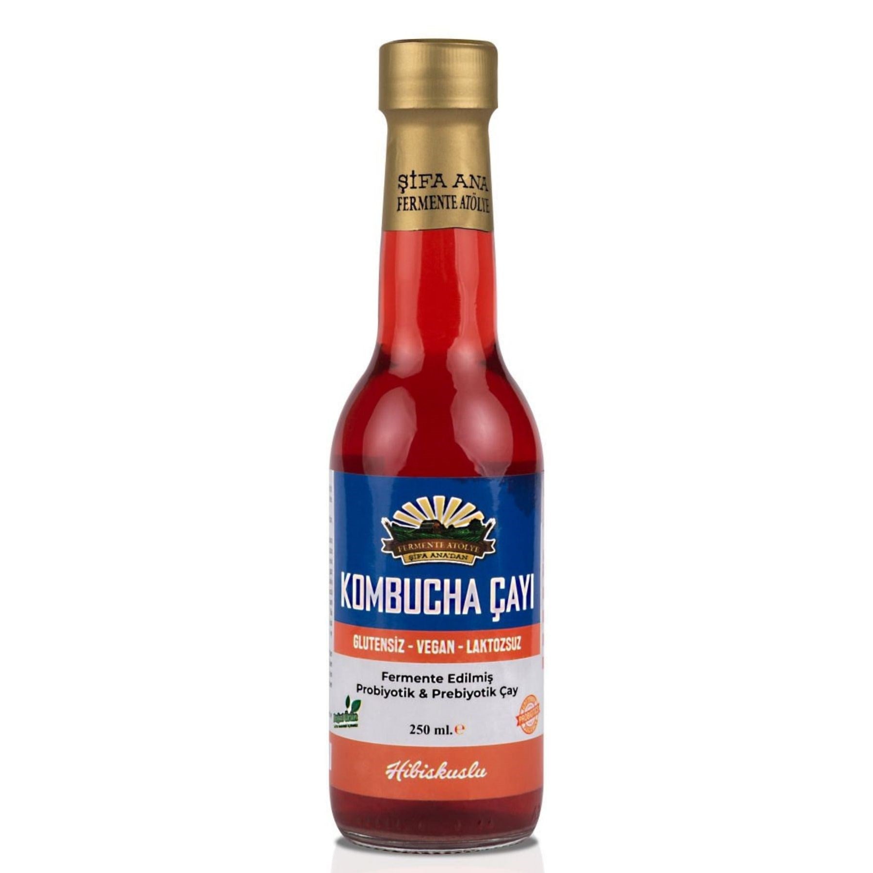 6 Adet Hibiskuslu Kombucha (250ml.) Cam Şişede