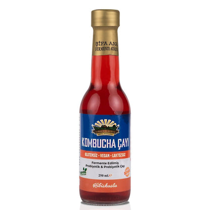 6 Adet Hibiskuslu Kombucha (250ml.) Cam Şişede
