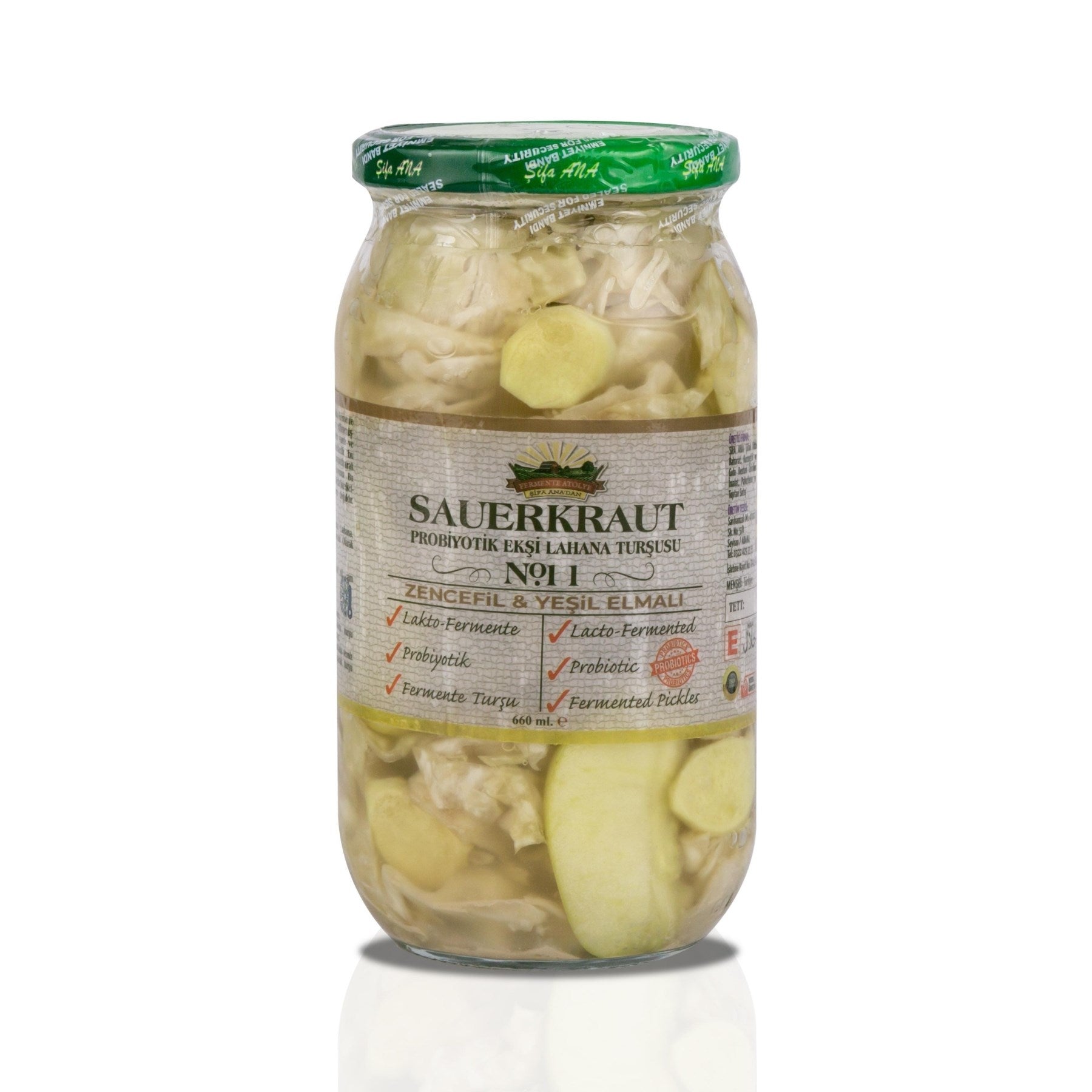 Sauerkraut (Ekşi Lahana Turşusu) No11 Zencefil & Yeşil Elmalı  (1000cc.)