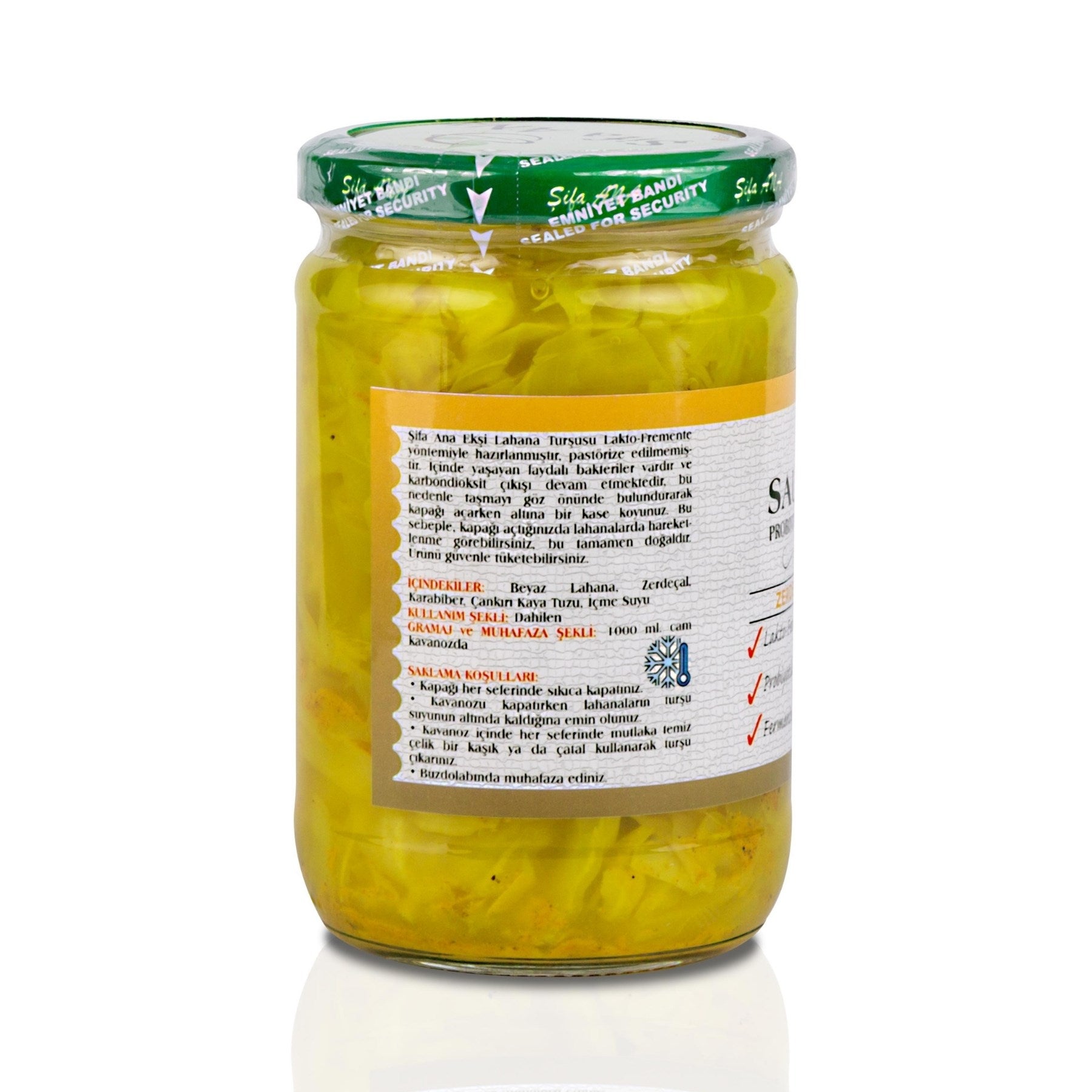 Sauerkraut (Ekşi Lahana Turşusu) No3 Zerdeçallı (660cc.)