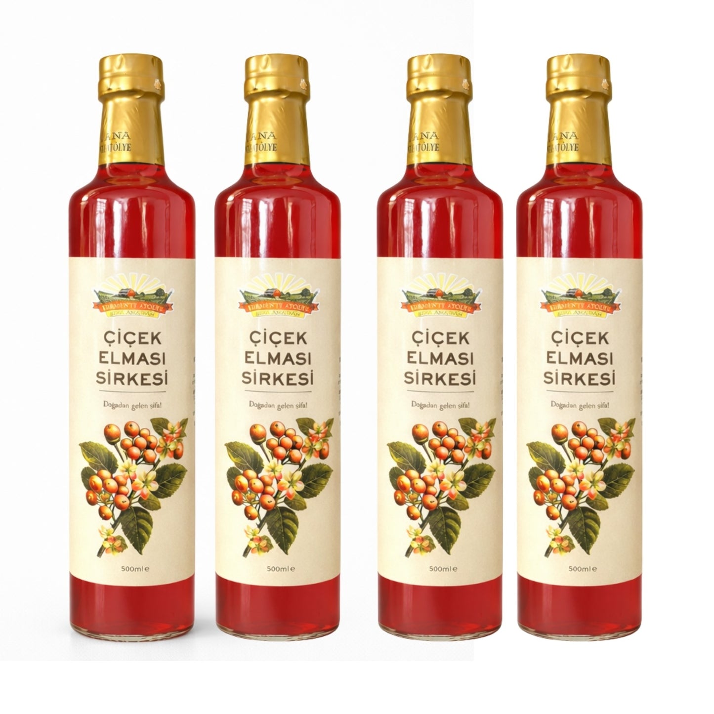 4 Adet Çiçek Elması Sirkesi (4x500 ml)