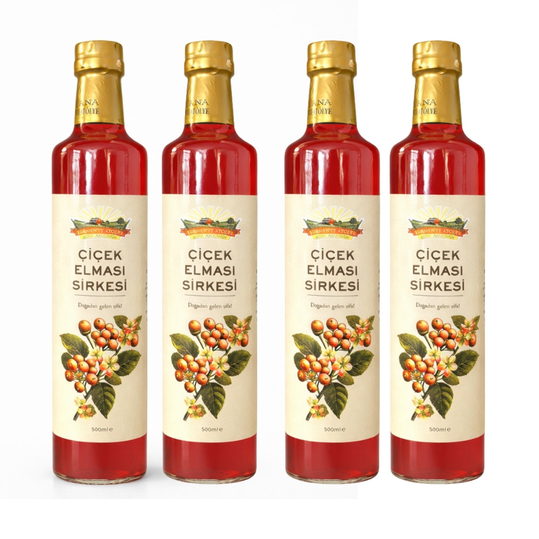 4 Adet Çiçek Elması Sirkesi (4x500 ml)