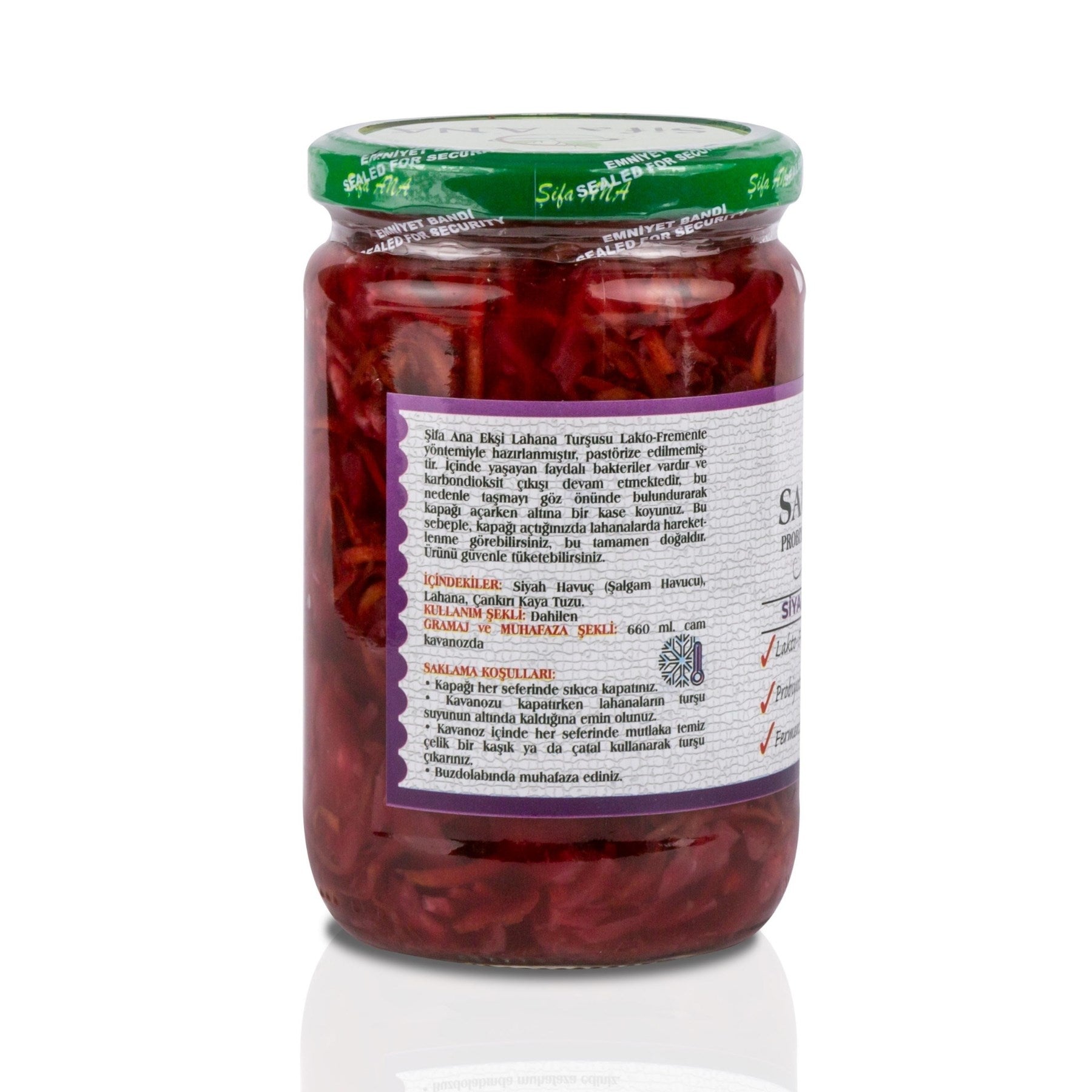 Sauerkraut (Ekşi Lahana Turşusu) No8 Siyah Havuçlu (660cc.)