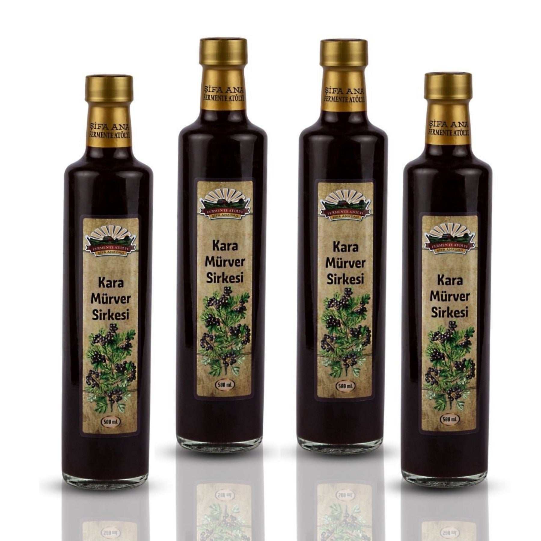 4 Adet Kara Mürver Sirkesi (4x500 ml)