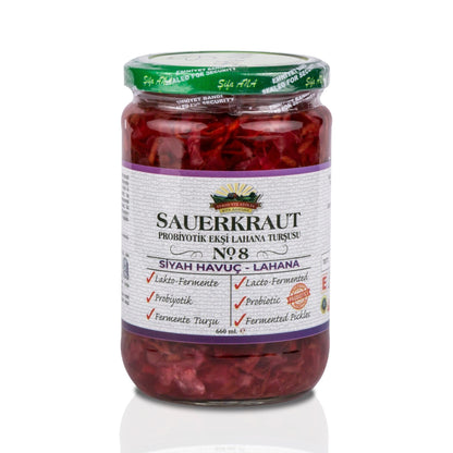 Sauerkraut (Ekşi Lahana Turşusu) No8 Siyah Havuçlu (660cc.)