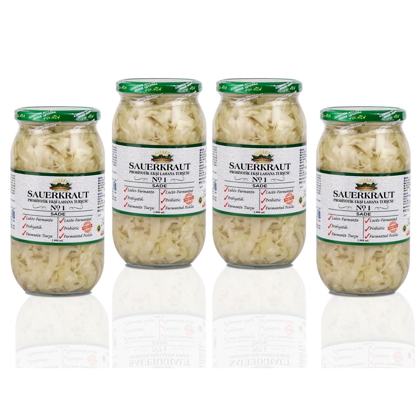 4 Adet Probiyotik Sade Sauerkraut Turşu (4X1000CC)
