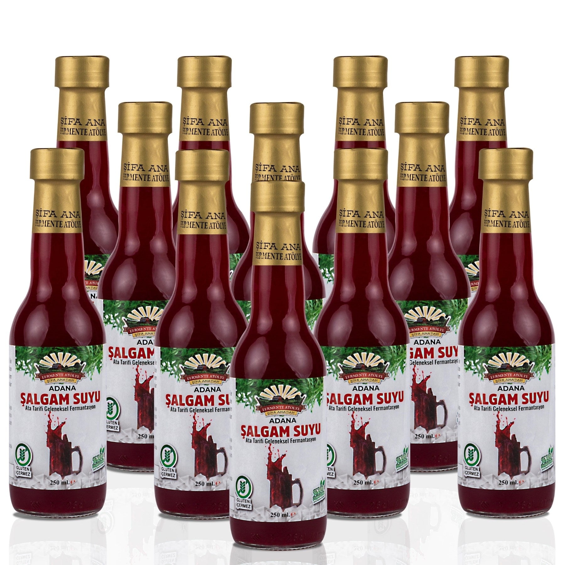 12 Adet Adana Şalgamı (250ml.) Cam Şişede (acısız)